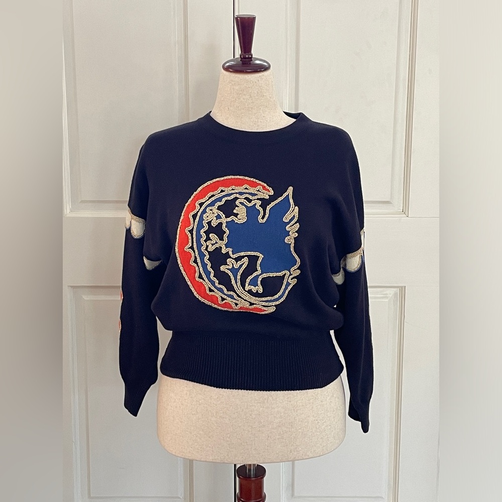 Escada Navy Blue Graphic Sweater